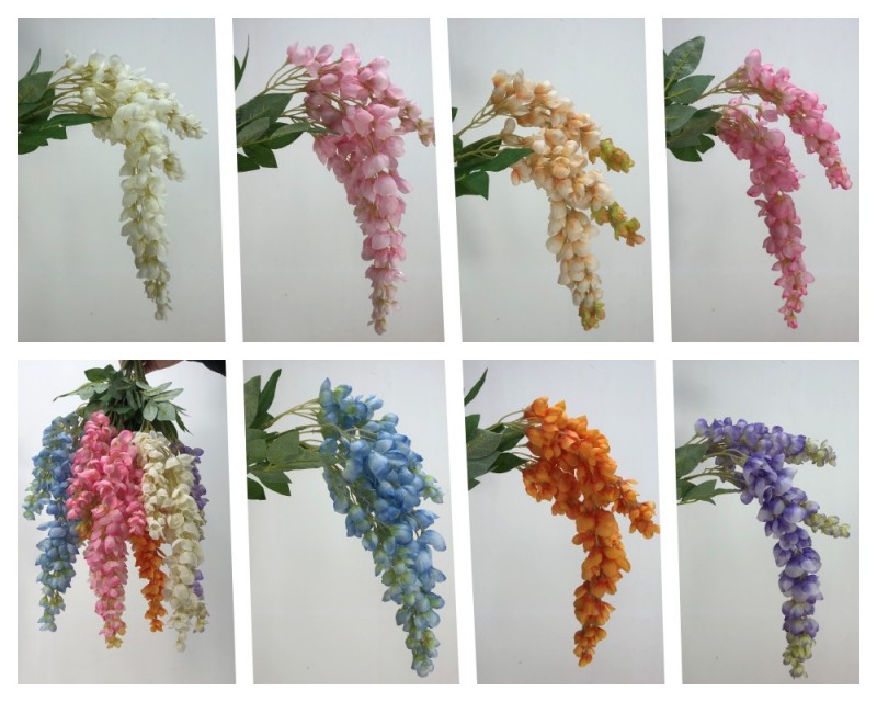OULI® sztuczny Wisteria Bakłażon - wysokiej jakości sztuczna dekoracja Wisteria