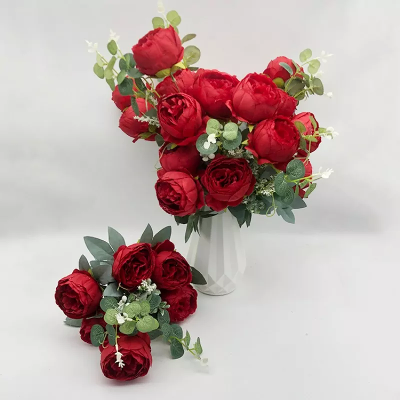 Kwiaty jedwabne Faux Peony Buquet